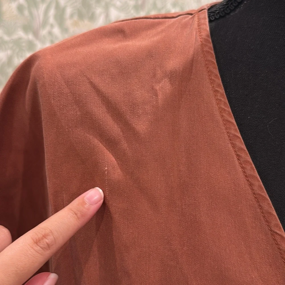 Quince Rust Button-Front Mini Dress Size Small | Fall Cottagecore Style - Picture 2 of 10